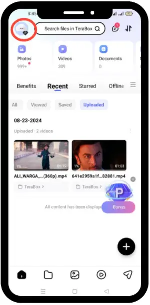 enabling option of Offline file data of terabox 1