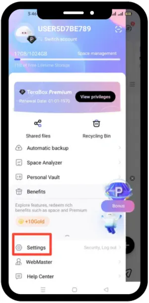 enabling option of Offline file data of terabox 2