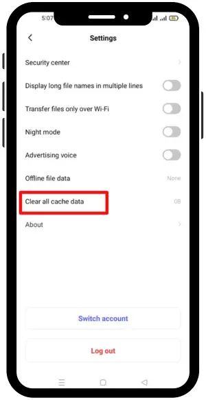 Method to clear cache files in terabox mod apk 3