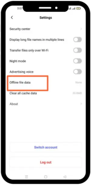 enabling option of Offline file data of terabox 3