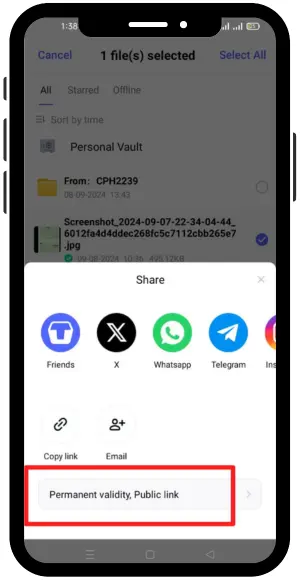 Changing the extraction code for share links